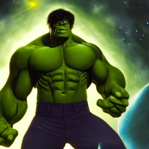 Image similar to the hulk in space painting 4k detail