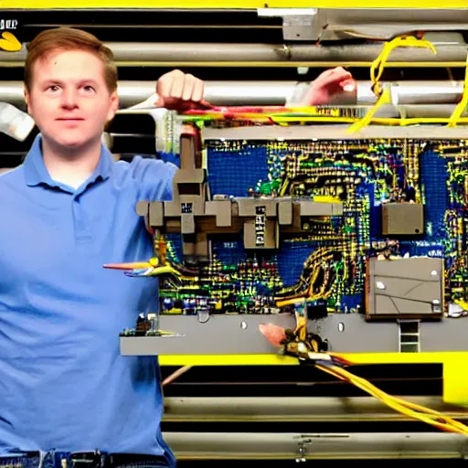 Image similar to Linus from Linus Tech Tips showing how to put together a super-collider