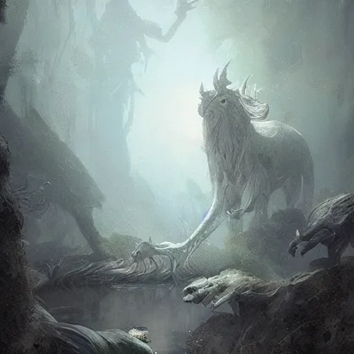 Image similar to a beautiful new creature from folklore, clear detailed view. ethereal fantasy art by greg rutkowski