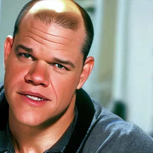 Image similar to bald matt damon without hair