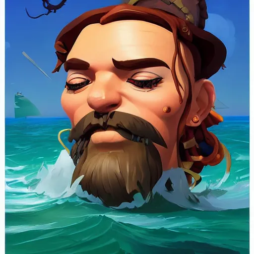 Image similar to painting jack the pirate on sea of thieves game avatar hero mermaid smooth face median photoshop filter cutout vector behance hd by jesper ejsing, by rhads, makoto shinkai and lois van baarle, ilya kuvshinov, rossdraws, illustration, art by ilya kuvshinov and gustav klimt