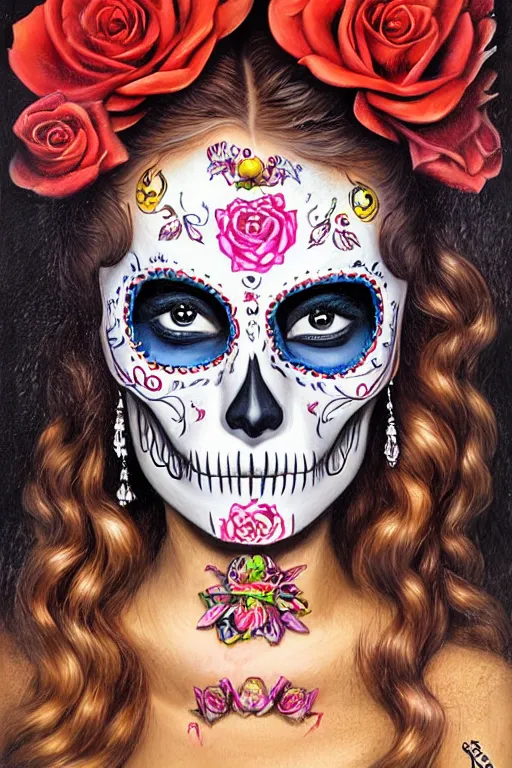 Image similar to Illustration of a sugar skull day of the dead girl, art by Mark Arian