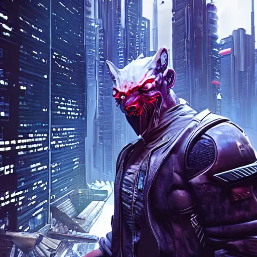 Prompt: cyberpunk werewolf in a futuristic city, ultra detail, unreal engine, 8 k