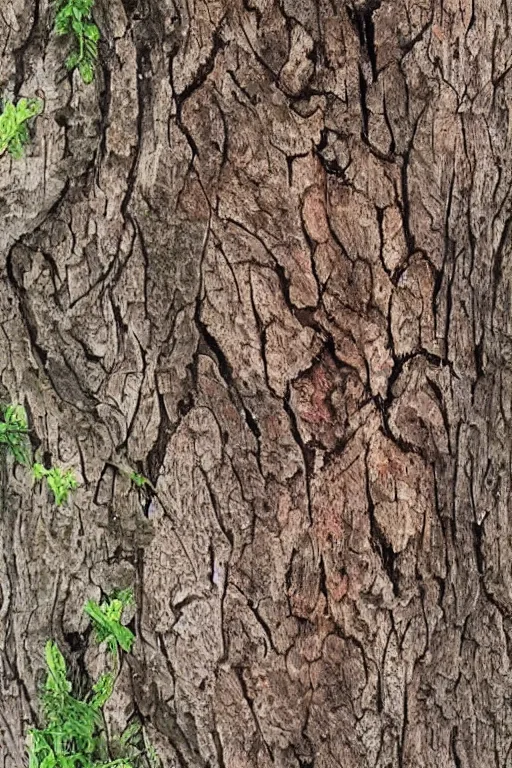 Prompt: a beautiful slavic floral pattern painted on old tree bark