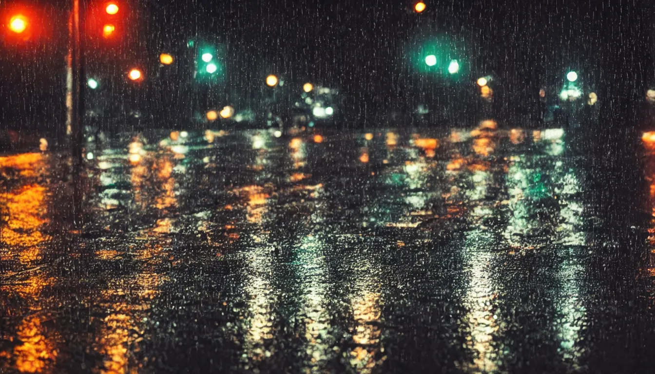 Prompt: photo, night, rain, modern street, lights, close up the fat frog on wet road