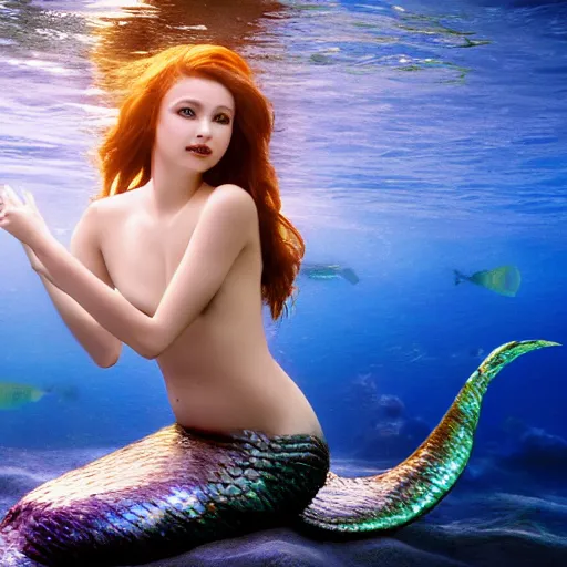 Prompt: beautiful mermaid siren, siren song, thin pale wan female, beautiful mermaid, under water, photoreal, 8 k resolution