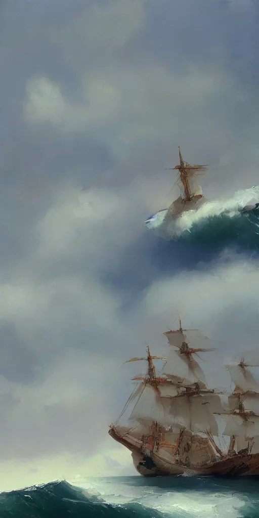 Prompt: oil painting scene from Aivazovsky sea by kim jung gi