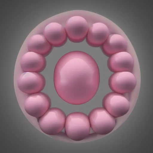 Prompt: 3D render of a humanoid pink jellybean, pure white circular face