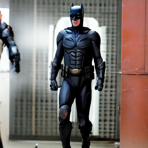 Prompt: Keanu reeves in batman suit in gotham