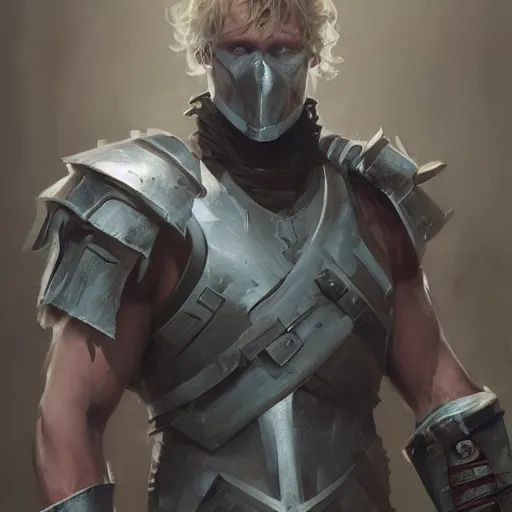 Image similar to Logan Paul With warrior armor , artstation, Greg rutkowski, cinematic, digital Art