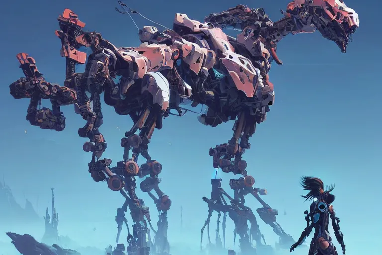 Image similar to longleg machine mecha animal beast robot of horizon forbidden west horizon zero dawn bioluminiscence, behance hd by jesper ejsing, by rhads, makoto shinkai and lois van baarle, ilya kuvshinov, rossdraws global illumination