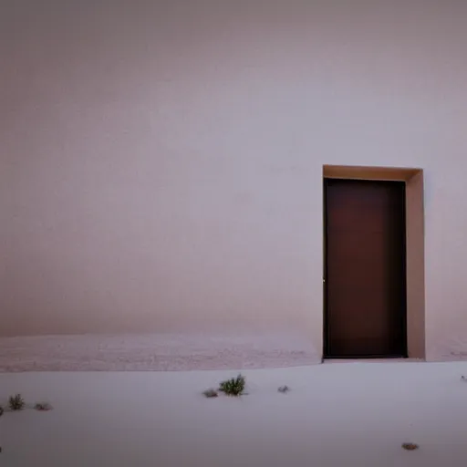 Prompt: a door suburban house, in a desert,