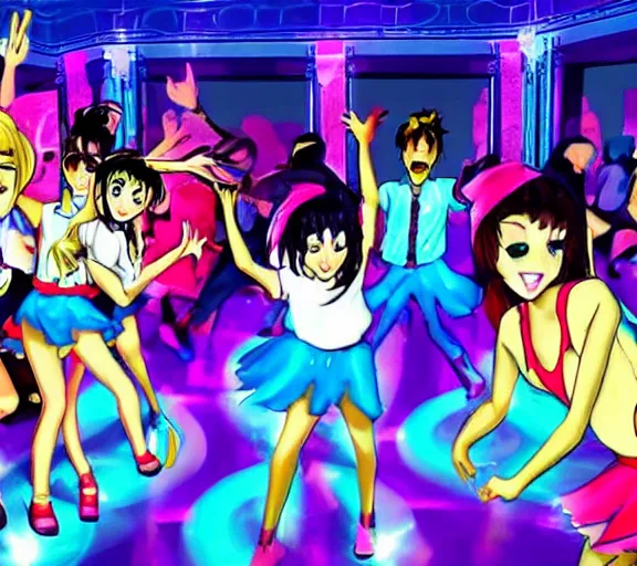 Prompt: party dancing anime disco yeah yeah