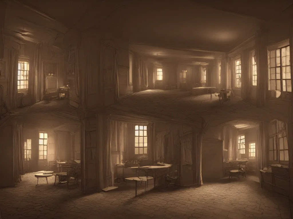 Image similar to the backrooms by mc escher, artstation, volumetric lighting, perfect, high detail