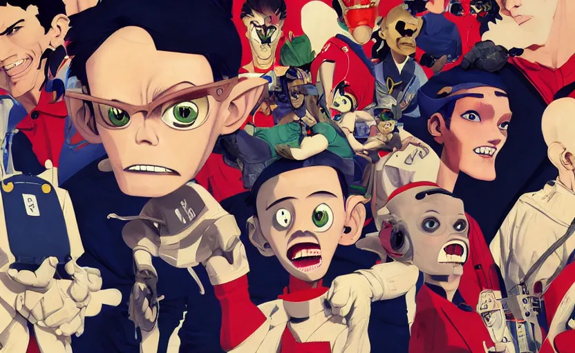 Image similar to portrait of a crash test dummy, digital painting masterpiece, advanced lighting technology, stylized yet realistic anatomy and faces, gorgeous, by reiq and jamie hewlett and bengus and akiman and shigenori soejima and bastien vives and balak and michael sanlaville, 4 k wallpaper, cinematic