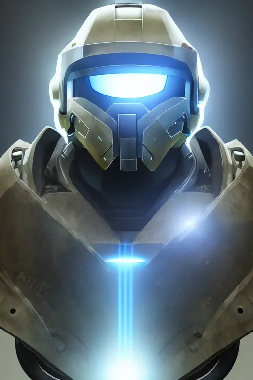 Image similar to robot ninja mask helmet halo master chief radiating a glowing aura global illumination ray tracing hdr fanart arstation by ian pesty and katarzyna da „ bek - chmiel