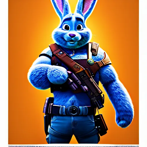 Image similar to a detailed 3d render of Vin Diesel disguised as Judy Hopps in the style of chris trejo and norman rockwell, ornate, photosynthetic,8k,award winning art, imdb,