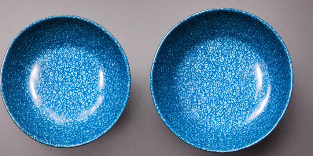 Image similar to blue speckled fukuoka bowl, studio lighting