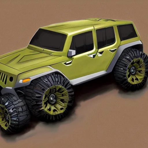 Prompt: concept art jeep inspired by halo