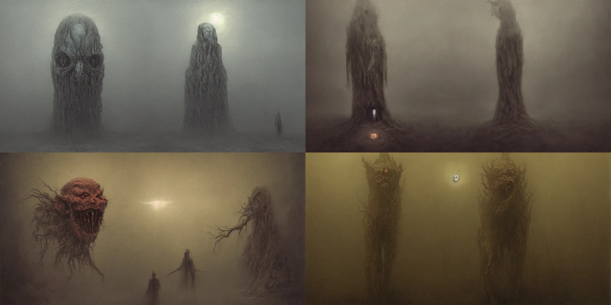 Prompt: a polish nightmare monster. In the style of deviant art. Artist Beksinski. Moody. Scary. Detailed. Volumetric light.