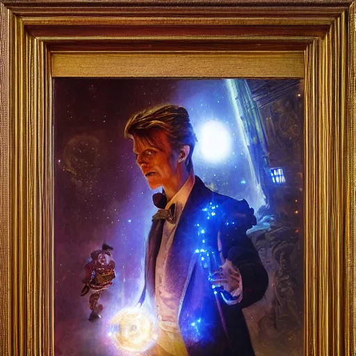 Image similar to david bowie as doctor who, radiant light, caustics, heroic, bright iridescent light, by gaston bussiere, bayard wu, greg rutkowski, maxim verehin