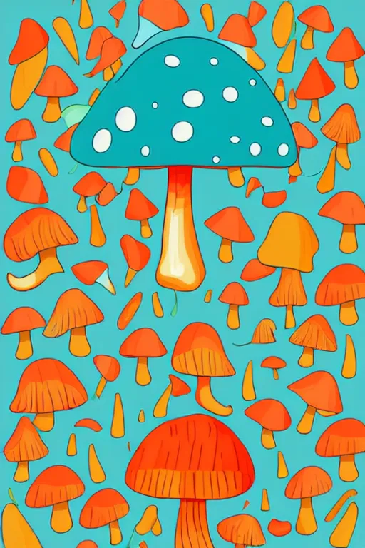 Prompt: minimalist boho style art of a colorful mushroom, illustration, vector art