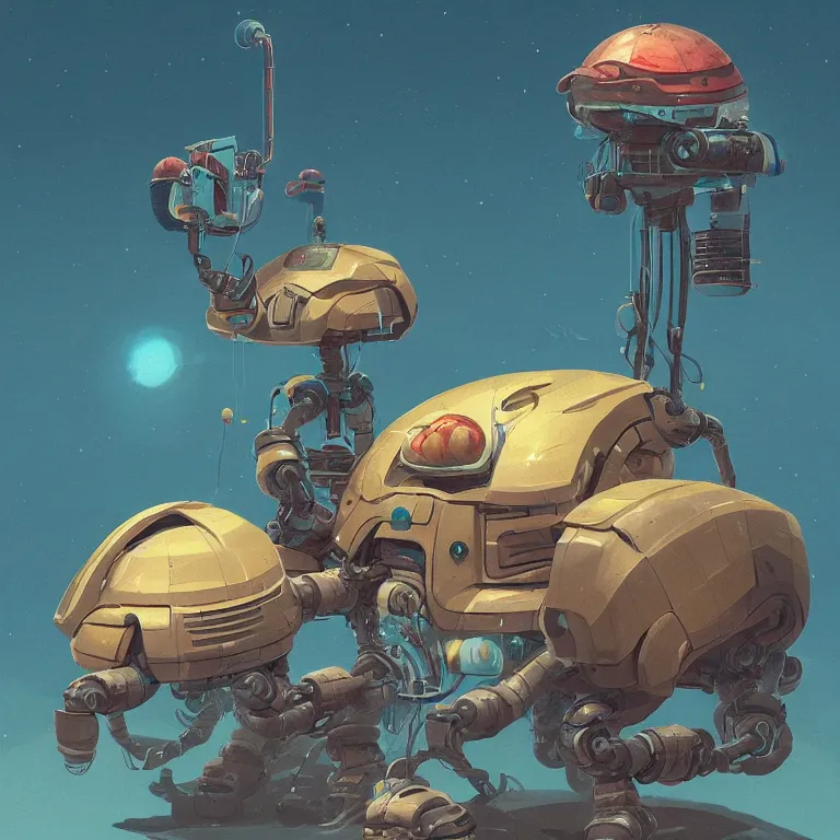 Image similar to robotic hermit crab, by Simon Stålenhag, concept art, Hugo award winner