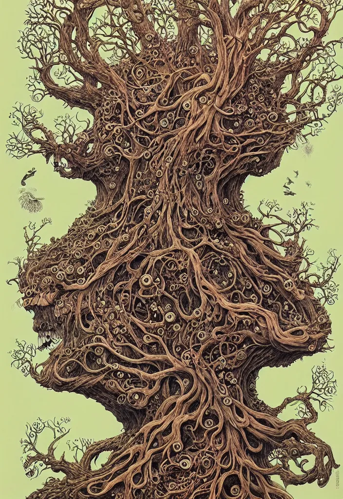 Image similar to portrait painted in jacek yerka style drawn by vania zouravliov and takato yamamoto, inspired by the tree of life, intricate acrylic gouache painting, high detail, sharp high detail, artstation