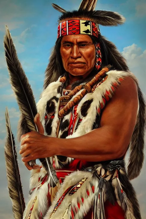 Image similar to Photo of Native American indian man Duke Nukem, portrait, skilled warrior of the Apache, ancient, realistic, detailed, Duke Nukem