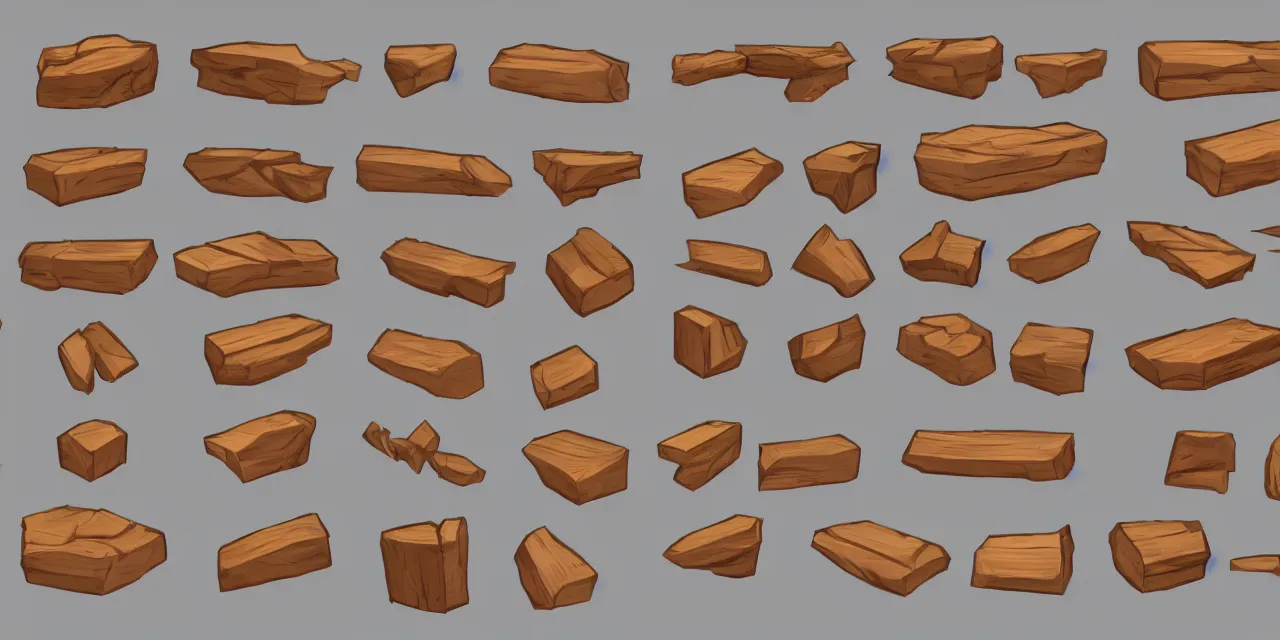 Prompt: game asset sheet, 2 d sprite, lumber wood