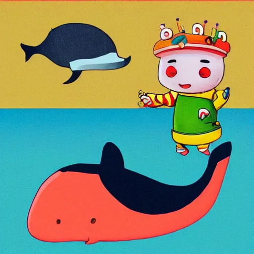 Image similar to a happy whale by richard scarry