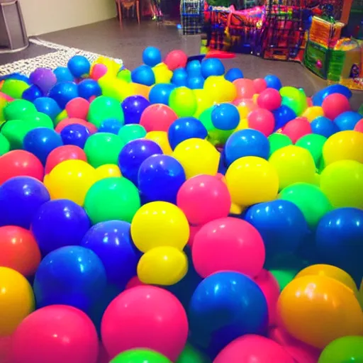 Image similar to photo of endless liminal space whe floor is made of ballpit