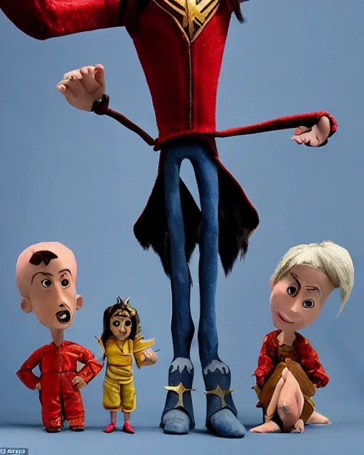 Image similar to steve buscemi dressed as wonder woman as a highly detailed stop motion puppet, in the style of laika studios ’ s paranorman, coraline, kubo and the two strings shot in the style