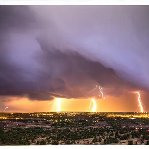 Image similar to 4 k hdr polaroid sony a 7 wide angle photo of a tornado over salt lake city utah with moody dramatic stormy lighting and a lightning strike in the distance