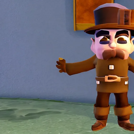 Prompt: screenshot of a humanoid inspector badger with a brown trenchcoat as an npc in spyro the dragon video game, with playstation 1 graphics, activision blizzard, upscaled to high resolution