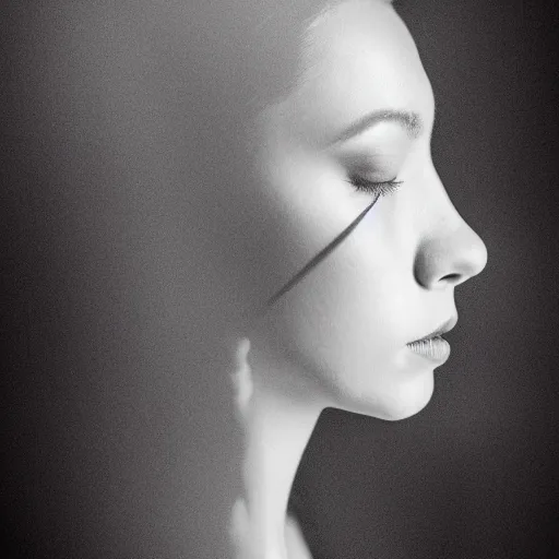 Image similar to A beautiful young woman, smoke, double exposure, medium shot, studio lighting,