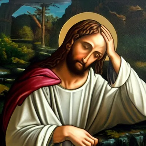 Image similar to facepalm jesus