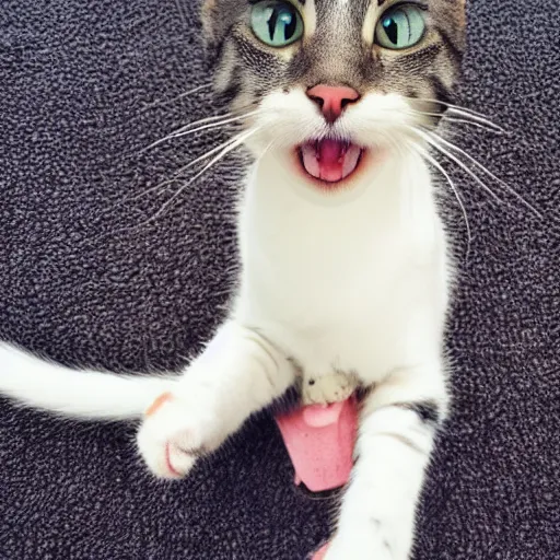 Image similar to selfie of a cute cat showing tongue