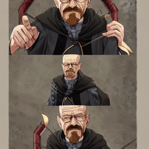 Prompt: portrait of walter white as a wizard, anime fantasy illustration by tomoyuki yamasaki, kyoto studio, madhouse, ufotable, trending on artstation