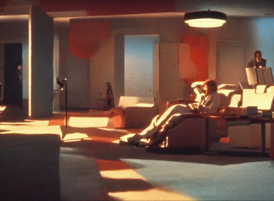 Prompt: cinematic shot from a 1 9 8 5 movie directed by stanley kubrick, color theory, leading lines, photorealistic, volumetric lighting, f / 2 2