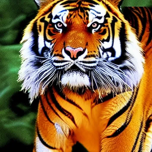 Image similar to a tiger in the colours of the Indian flag