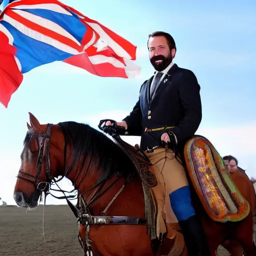 Prompt: santiago abascal santiago abascal riding a horse saving the planet from the clutches of communism