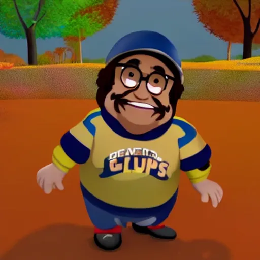 Image similar to a screen shot of danny devito in fall guys game, highly detailed cinematic