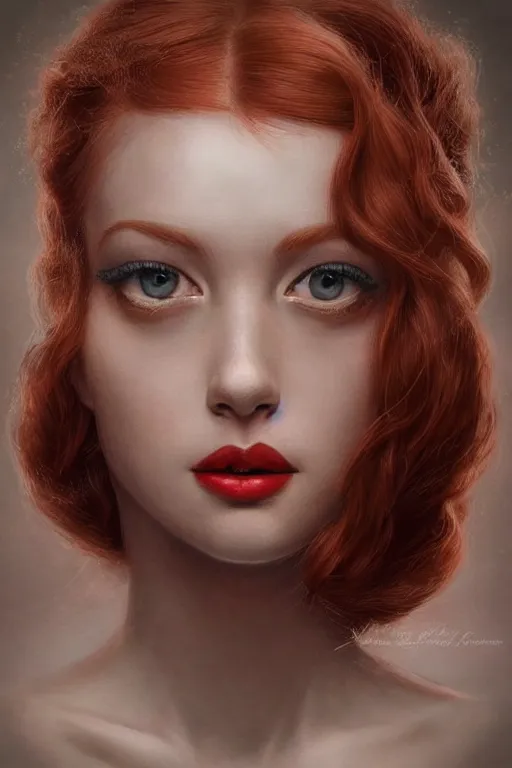 Image similar to hyperrealistic photography of a highly detailed and symmetrical gorgeous red head female ballerina in the style of vargas and wlop, highly detailed, face symmetry, masterpiece, award - winning, sharp focus, intricate concept art, ambient lighting, 8 k, artstation