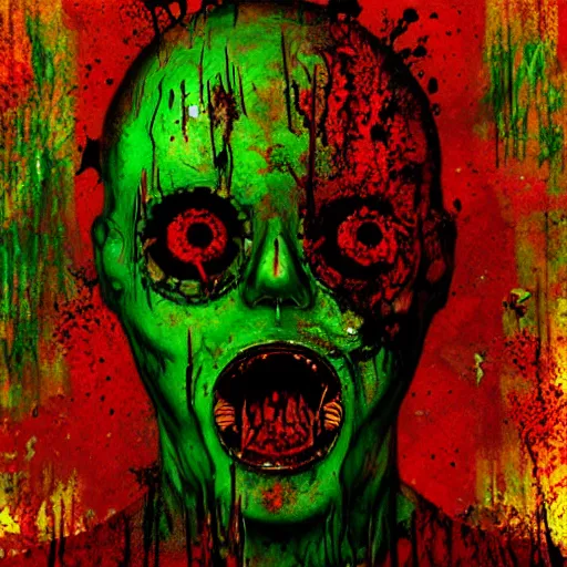 Prompt: abstract horror art, deep bleeding decaying colors!