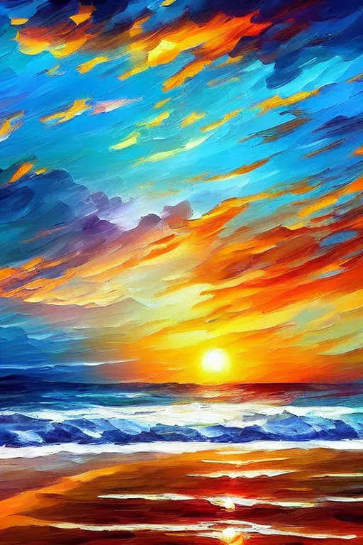 Image similar to beachhouses beach surreal, sunrise, dramatic light, impressionist painting, colorful clouds, digital painting, artstation, leonid afremov