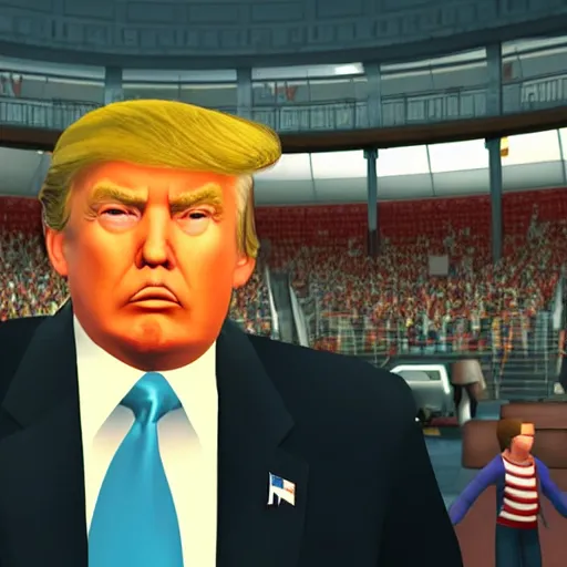 Prompt: Donald Trump in Bully, rockstar games, gameplay,