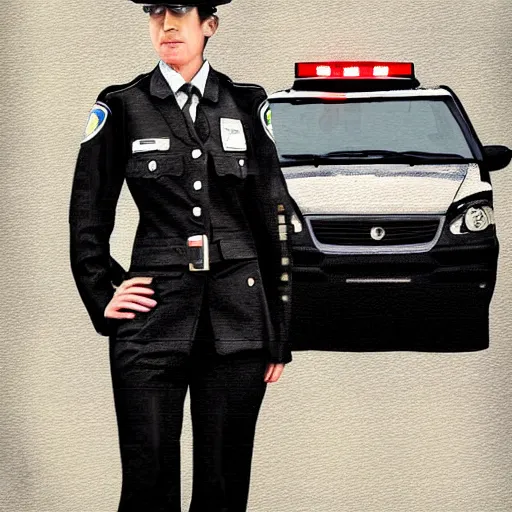 Prompt: digital art, traffic policewoman