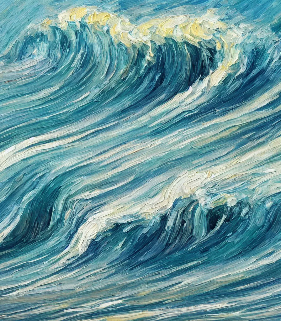 an impasto oil painting of a beautiful barreling wave, | Stable ...