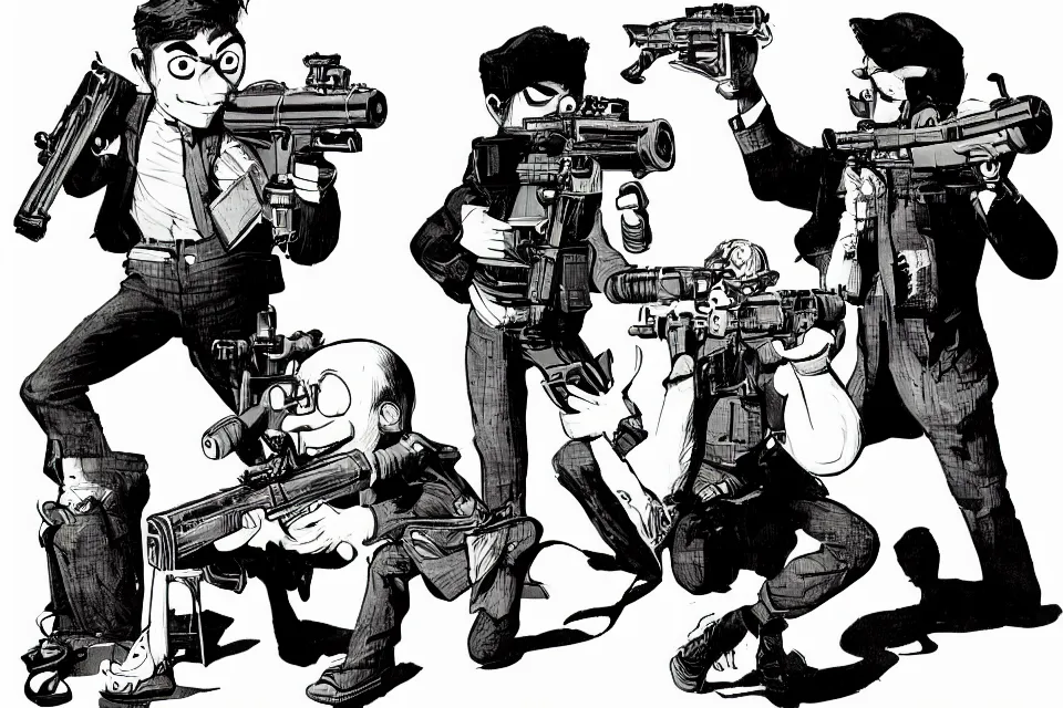 Image similar to 3 concept illustrations supersoaker water guns, by jamie hewlett